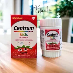 Kẹo nhai Centrum Kids Steawberry bổ sung vitamin cho bé lọ 60V