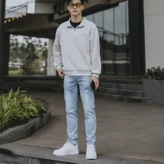 Quần Jean Nam Xanh Nhạt Co Giãn 4 Chiều Rách Xước Cao Cấp Slimfit Skinny Denim - Thời Trang Nam Nhẹ Nhàng, Phong Cách Năng Động