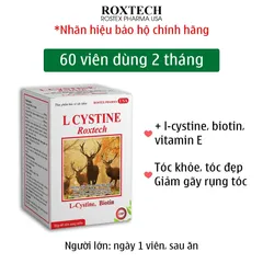 Viên uống L-Cystine ROXTECH (vàng) bổ sung Biotin hỗ trợ khỏe tóc, mọc tóc, giảm gãy rụng tóc - 60 viên