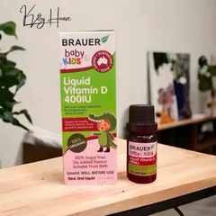 Siro Bổ Sung Vitamin D3 Brauer 400IU Cho Trẻ Sơ Sinh - Hỗ Trợ Xương Khớp Từ Nguồn Gốc Hữu Cơ, 10ml