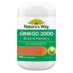 Date 5/2028 Viên uống hỗ trợ tăng cường trí nhớ Nature’s Way Ginkgo 2000 - 120 viên, chiết xuất lá bạch quả, hàng Úc nhập khẩu chính ngạch