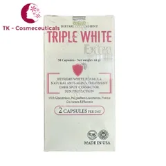 Viên Uống Trắng Da Triple White Glutathione 1200mg - Chống Nắng, Giảm Thâm Nám, Chống Lão Hoá - Hộp 50 Viên Mỹ