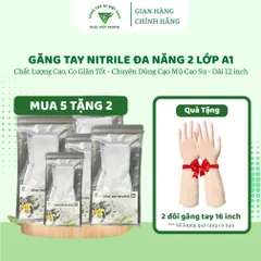 Găng Tay Cao Su Nitrile Đa Năng 2 Lớp A1 - Combo Mua 5 Tặng 2 Đôi, Chống Thấm Nước và Hóa Chất, Sử Dụng Thoải Mái Trong Nhà và Ngoài Trời