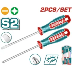 Bộ 2 Tua Vít Total TKSDS0226 - Tua Vít Dẹp và Bake Cán Nhựa Chống Trượt, Thép CR-V Bền Bỉ Siêu Tiện Dụng Cho Gia Đình