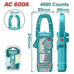 Kềm Đo Dòng AC Total TMT766001 - True RMS 4000 Counts, Đo Dòng Tối Đa 600A, Đèn Pin, Chức Năng Đo Đa Năng, Dụng Cụ Điện Công Nghiệp