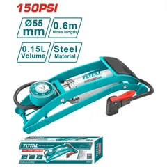 Dụng Cụ Nạp Hơi Bánh Xe Đạp Chân TOTAL TMPP5511 - Bơm Hơi Chất Lượng Cao Đầu Schrader, Presta, Dunlop, Ống 60cm  Bền Bỉ