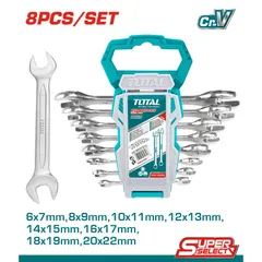 Bộ 8 Cờ Lê Hai Miệng TOTAL THT102386 - Dụng Cụ Cầm Tay Chất Lượng Cao, Kích Thước 6-22mm, Tiện Ích Cho Thợ Sữa Chữa