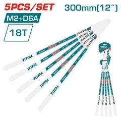 Combo 5 Lưỡi Cưa Sắt Hợp Kim Loại 18 Răng TOTAL THTKT58185 - Dụng Cụ Tiện Ích Cho Khung Cưa Sắt 300mm