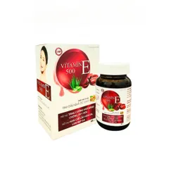 Viên Uống Đẹp Da Vitamin E 500 Tinh Dầu Quả Óc Chó & Hoa Anh Thảo - Hỗ Trợ Làm Đẹp Da Mờ Nám Rạng Rỡ - Lọ 60 Viên