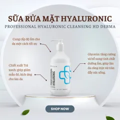 Sữa Rửa Mặt HD Derma Professional Hyaluronic 500ml - Làm Sạch Sâu, Trắng Sáng Da, Chống Lão Hóa, Dưỡng Ẩm Tối Ưu