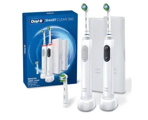 Set 2 Bàn chải đánh răng sạc điện Oral-B Smart Clean 360 - Công nghệ 3D Action, hàng chính hãng Mỹ, đầu thay thế và chế độ làm trắng
