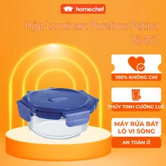 Hộp đựng thực phẩm thủy tinh Luminarc Purebox Putina 650ml - An toàn cho lò vi sóng, nướng và máy rửa bát, thiết kế thông minh