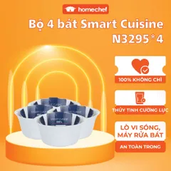 Bộ 4 Khay Nướng Thủy Tinh Mini Luminarc Smart Cuisine 11cm - An Toàn Với Lò Vi Sóng và Lò Nướng, Hàng Chính Hãng Pháp