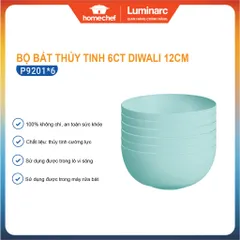 Bộ 6 bát thủy tinh Luminarc Diwali Light Turquoise 12cm, an toàn cho lò vi sóng và máy rửa bát, hàng chính hãng từ Pháp