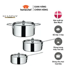 Nồi Quấy Bột Inox Scanpan Maitre D 12/14/16cm - Chống Gỉ, Dùng Bếp Từ, Dễ Dàng Vệ Sinh - Bộ Dụng Cụ Nấu Nướng Cao Cấp
