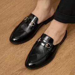 Giày sục nam lười da PU đen bóng - Giày công sở thời trang đế cao su 3cm, mẫu mới chụp kỷ yếu sang trọng RUNO G64