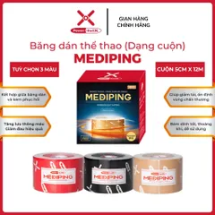 Băng Dán Thể Thao Powerful-X Mediping Cuộn 5cm x 12m - Hỗ Trợ Phục Hồi Chấn Thương và Bảo Vệ Khớp, Có Kem Phục Hồi Ẩn Trong