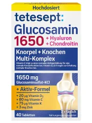 Viên Uống Bổ Khớp Glucosamin 1650mg Tetesept - Hãng Đức, Giảm Đau Khớp, Tái Tạo Sụn, 40 Viên Hỗ Trợ Xương Khớp Khỏe Mạnh