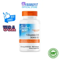 Viên Uống Vitamin D3 Doctor’s Best Tăng Đề Kháng Chắc Khoẻ Xương Hỗ Trợ Sức Khoẻ (Hộp 180 - 360 viên) - YoungFit