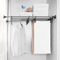 Giá Treo Quần Áo Inox Wellex BSS4060 - Lắp Đặt Tường Âm Không Khoan, Chiều Dài Điều Chỉnh, Tải Trọng 20kg, Thiết Kế Tiện Lợi