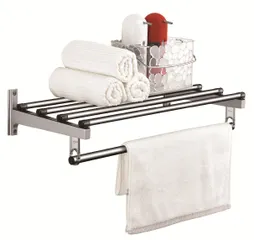Giá treo đồ 1 tầng inox nhôm gắn tường Wellex ALB1060H - Tùy chỉnh độ cao, sản phẩm phòng tắm Hàn Quốc tiện lợi.