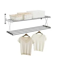 Giá treo và để đồ 2 tầng Inox gập gọn Wellex RH2100 - Thiết kế tiện dụng cho phòng tắm, chất liệu bền đẹp, hàng nhập khẩu Hàn Quốc.