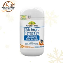 Viên Nhai Nature's Way Kids Smart Bursts DHA 300mg - Hỗ Trợ Phát Triển Não Bộ Trẻ Em (60 Viên) - Omega 3, EPA, Bổ Mắt