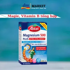 Viên Ngậm Abtei Magnesium 500 plus - Hỗ Trợ Cơ Bắp, Hệ Tim Mạch, Hộp 42 Viên Vitamin B Đức