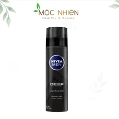 Gel cạo râu Nivea Deep Clean 200ml - Gel tạo bọt làm sạch với than hoạt tính, hương Vanilla & Bourbon, cho trải nghiệm cạo râu nam giới tốt nhất