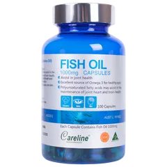 Dầu Cá Hồi Úc Careline Fish Oil 1000mg - Bổ Sung DHA & EPA, Hỗ Trợ Tim Mạch & Thị Lực, 100 Viên