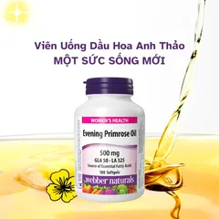 Viên uống tinh dầu hoa anh thảo Webber Naturals Evening Primrose Oil 500mg (180 viên) - Hỗ trợ cân bằng nội tiết tố phụ nữ