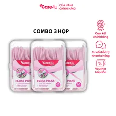 Combo 3 Tăm chỉ nha khoa Care4U - Hộp 60 chiếc cho răng miệng nhạy cảm, sản phẩm chăm sóc răng miệng hiệu quả