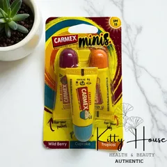 Bộ son dưỡng môi Carmex Lip Balm Mini - Hương Wild Berry, Cupcake & Tropical, Dưỡng ẩm, Chống nắng SPF 15 - Chăm sóc môi hàng ngày