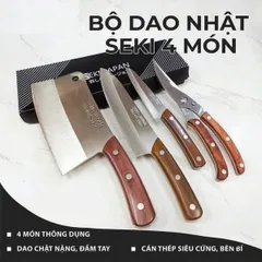 Bộ Dao Seki 4 Món Nhật Bản - Dao Gọt, Thái, Chặt, Kéo KAI Cao Cấp, Sắc Bén, Đa Năng Cho Gian Bếp Sang Trọng