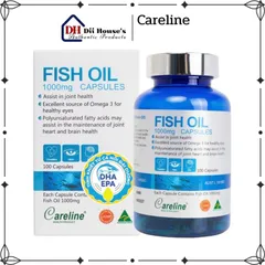 Dầu Cá Careline Fish Oil 1000mg - Hỗ Trợ Omega 3, DHA, EPA, Tăng Cường Sức Khỏe Tim Mạch và Não Bộ - 100 Viên