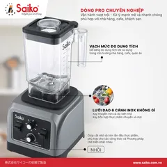 Máy Xay Sinh Tố Công Nghiệp Saiko BLG-2800 PRO 2800W - Hiệu suất cao, Dung tích 1.8L, Lưỡi dao Inox bền bỉ, Phù hợp cho quán cà phê và nhà hàng
