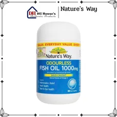 Dầu Cá Thiên Nhiên Không Mùi Nature's Way 1000mg - 80 Viên Bổ Sung Omega 3 EPA DHA, Hỗ Trợ Sức Khỏe Tim Mạch và Giảm Viêm