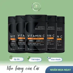 Viên Uống Bổ Sung Vitamin C Sports Research 1000mg - Tăng Cường Đề Kháng, Hỗ Trợ Làm Sáng Da - 180 Viên Nhập Khẩu Mỹ