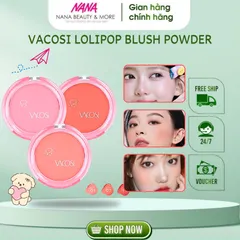 Phấn Má Hồng Vacosi Lolipop Blush Powder 7.3g - Giúp Gương Mặt Tươi Tắn Tự Nhiên - Hàn Quốc, Bám Màu Tốt, Thiết Kế Nhỏ Gọn