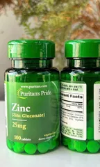 Viên Kẽm Giảm Mụn Puritan's Pride Zinc Gluconate 25mg - Bổ Sung Đề Kháng và Làm Đẹp Da - 100 Viên USA