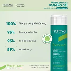 Gel rửa mặt Noreva Exfoliac 200ml - Sữa rửa mặt kiểm soát dầu cho da dầu mụn, làm sạch sâu và ngăn ngừa mụn hiệu quả