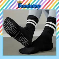 Vớ Tất Chân Cao Cổ Nữ Yoga, Pilates, Gym - Chất Cotton Thoáng Khí, Silicon Chống Trơn Trượt, Nhiều Màu Sắc