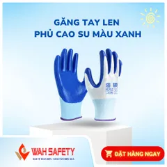 Găng Tay Bảo Hộ Lao Động Phủ Cao Su Màu Xanh, Chống Trơn Trượt, Bền Bỉ - Dụng Cụ An Toàn Trong Xây Dựng, Làm Vườn, Vận Chuyển