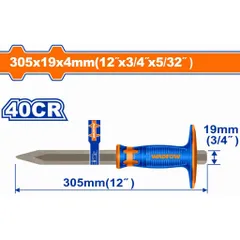 Mũi Đục Nhọn Bê Tông 4x19x305mm Wadfow - Dụng Cụ Tiện Ích Chất Liệu 40cr, Thiết Kế Tay Cầm Mới - Sử Dụng Trong Xây Dựng và Sửa Chữa
