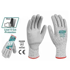 Găng Tay Chống Cắt Size XL Total TSP1702-XL - An Toàn Đối Với Công Nhân Cắt Gỗ và Kính, Chống Tĩnh Điện, Linh Hoạt Và Bền Bỉ