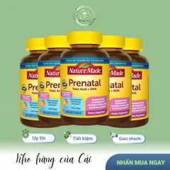 Vitamin Bà Bầu Prenatal DHA + Folic Acid 150 Viên - Bổ Sung Dinh Dưỡng An Toàn Cho Mẹ Bầu Từ Nature Made, Hàng Mỹ