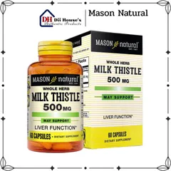 Viên Uống Bổ Gan Mason Natural Milk Thistle 500mg - Giải Độc Gan, Bảo Vệ Gan, Tốt Cho Người Trưởng Thành - 60 Viên