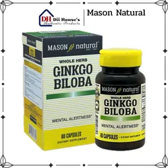 Viên uống bổ não Mason Natural Ginkgo Biloba 60 viên - Tăng cường trí nhớ và tuần hoàn não cho người lớn