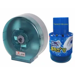 Hộp đựng giấy vệ sinh gắn tường lớn 26x26cm màu xanh + Chai thả bồn cầu Mr.Fresh - Sạch sẽ, tiện lợi, hương thơm dịu nhẹ