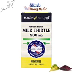 Viên Uống Thải Độc Gan Mason Natural Milk Thistle 500mg - Hỗ Trợ Chức Năng Gan, Giảm Men Gan Cao, 60 Viên